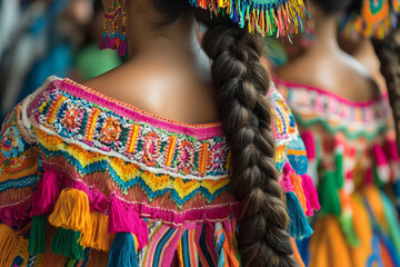 Obraz premium Colorful traditional attire enhances cultural celebration in vibrant atmosphere
