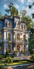 Fototapeta premium Elegant European Mansion Exterior Design
