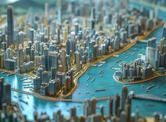 Miniature Cityscape Model of Hong Kong