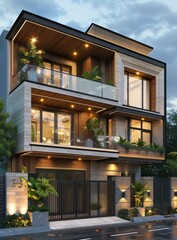 Modern House Exterior Design Illustration