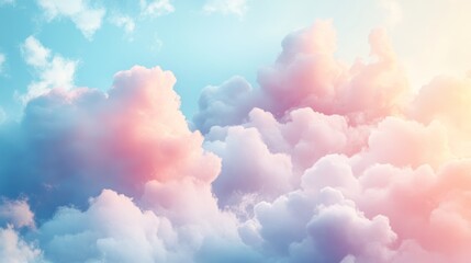 Fototapeta premium Whimsical Cloud Formations in Soft Pastel Colors, Dreamy Abstract Background Generative AI