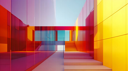 Colorful Modern Building Abstract 3D Illustration