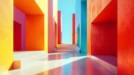 Colorful Abstract Architecture 3D Render Illustration