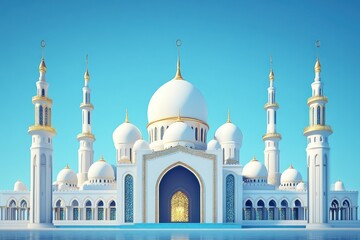 Obraz premium Stunning Mosque with Golden Details Against Blue Sky