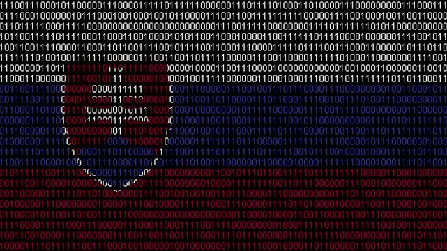 Binary code on flag of Slovakia. Program source code or Hacker concept on Slovak flag. Slovakia digital technology security, hacking or programming