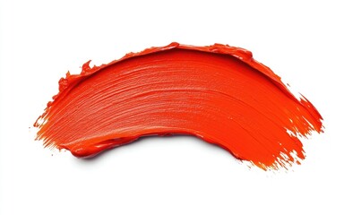 A red brush stroke on a white background