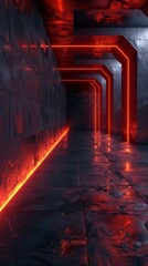 Futuristic Neon Corridor Abstract