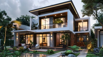 Obraz premium Modern Tropical Villa Exterior Design