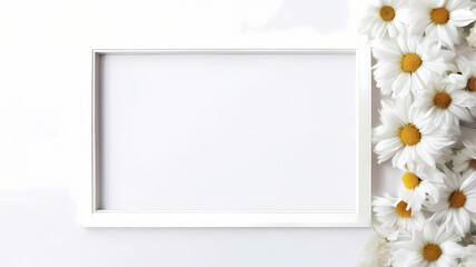 Christmas frame of spruce, red & gold christmas decorations on white space.