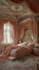 Elegant Pink Bedroom Interior Design Illustration