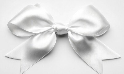 A white ribbon bow is shown in the image