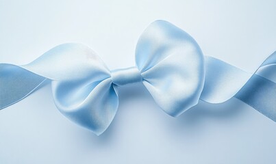 Naklejka premium A blue ribbon with a bow is shown on a white background