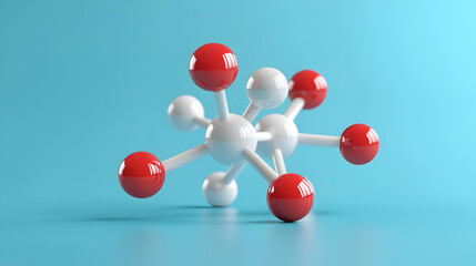 Abstract 3D Render of Red and White Spheres Connected by Lines