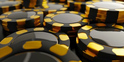 Fototapeta premium Black and gold casino chips background