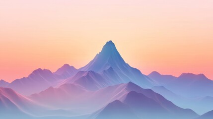 Fototapeta premium Mountain Peak Silhouette on Soft Pastel Gradient Background Symbolizing Achievement and Success Generative AI
