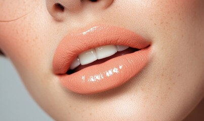 Naklejka premium A woman with a bright orange lip color