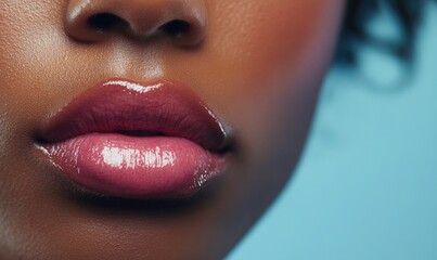 A woman's lips are painted with a bright pink color
