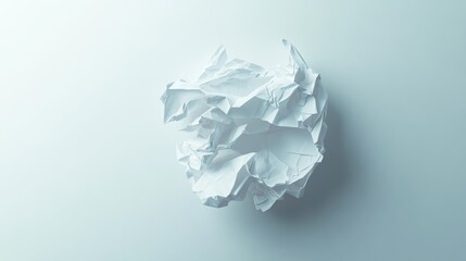 Obraz premium Abstract Shape Formed from Crumpled Paper on White Background, Representing Creative Idea Development Generative AI