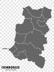 Blank map Chimborazo Province of Ecuador. High quality map Chimborazo with municipalities on transparent background for your web site design, logo, app, UI. Ecuador.  EPS10. 