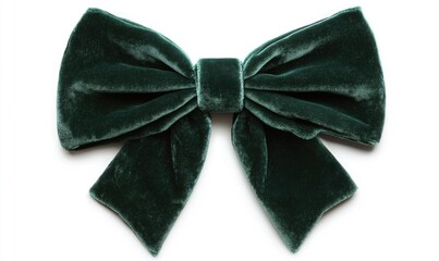 A green velvet bow is shown in the image