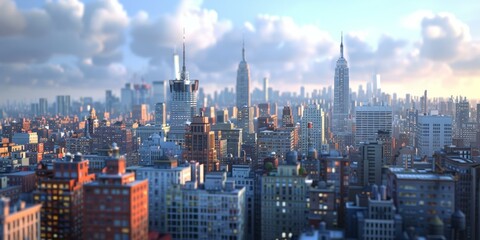 Naklejka premium New York City Skyline Architectural Illustration