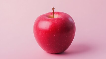 A Red Apple on Pastel Pink Background, Healthy Snack or Still Life Photography Concept Generative AI