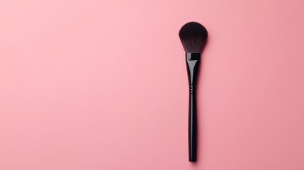 Simple Makeup Brush on Soft Pink Background Generative AI