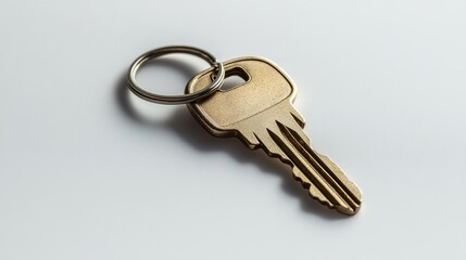 Simple Key and Keychain on a Plain Background Generative AI