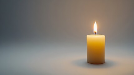 Single Candle Burning on White Background, Symbolizing Life and Hope Generative AI
