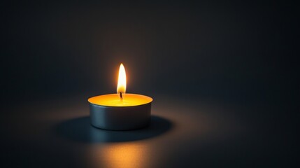 Single Candle Flame on Dark Grey Background, Cozy Ambiance Generative AI