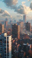 Obraz premium City Skyline Urban Aerial View Illustration