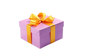 Fototapeta premium Isolated Gift Box with Purple Ribbon and Bow, No Background.