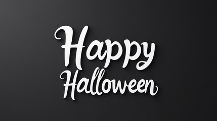 Happy Halloween greeting in white script on a black background.