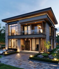 Fototapeta premium Modern Elegant Mansion Exterior Design