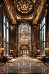 Fototapeta premium Luxury Grand Hall Interior Design Illustration