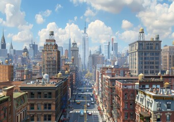 New York City Street View Illustration