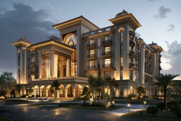 Obraz premium Elegant Architectural Design of a Luxury Hotel Building