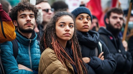 Fototapeta premium Determined Protesters Unite for Change and Justice, Social Movement Concept Generative AI