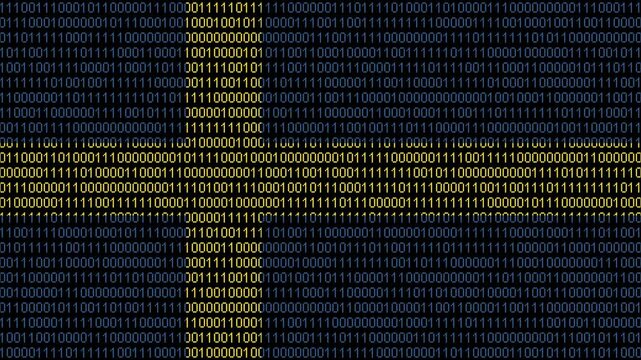 Binary code on flag of Sweden. Program source code or Hacker concept on Swedish flag. Sweden digital technology security, hacking or programming