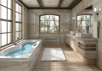 Luxury Modern Bathroom with Jacuzzi Tub