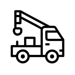 picker truck with a crane arm Silhouette vector art illustration
