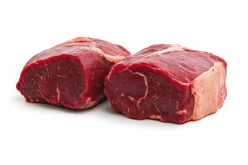 Fototapeta premium Fresh Cuts of Raw Beef on White Background