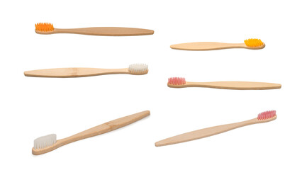 Bamboo toothbrush isolated on a white background.