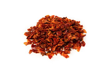 Dried tomatoes isolated on a white background.