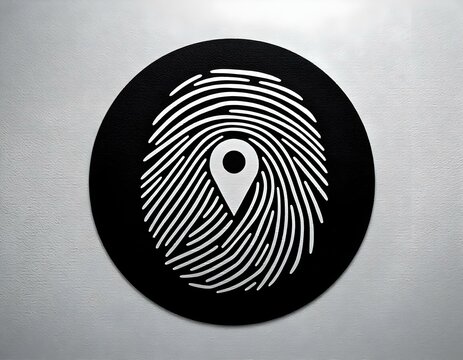 This image has a concept of elegant combination of fingerprint and pin location, Suitable for security banners, data security logos, etc.