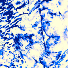 Blue Tie Dye Fabric. Luxury Wet Ink On Paper.