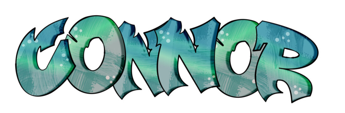 Connor - name street art - graffiti lettering typography - art illustration - multicolor - writen Word - blue and green		 