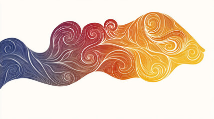 Fototapeta premium Abstract wave of swirls in blue, red, orange, and yellow.