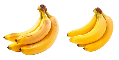 Set of bunch of bananas, isolated on transparent background. PNG element.