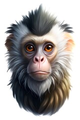 Fototapeta premium Intriguing Portrait Lifelike Monkey Face Expressive Eyes Unique Fur Detail